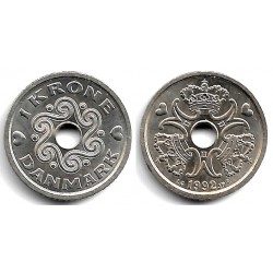 (873.1) Dinamarca. 1992. 1 Krone (SC)