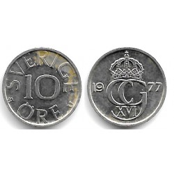 (850) Suecia. 1977. 10 Ore (EBC) Mancha