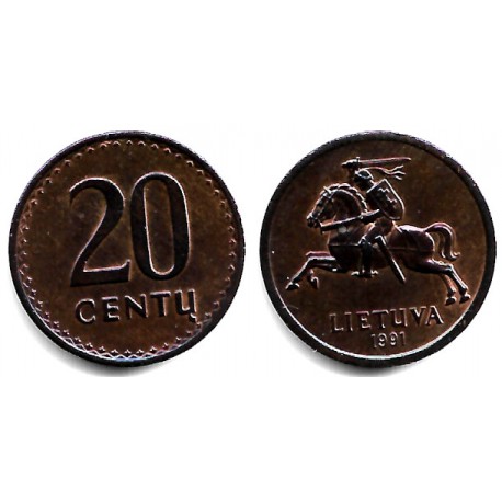 (89) Lituania. 1991. 20 Centu (SC)
