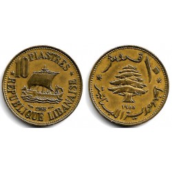 (23) Líbano. 1955. 10 Piastres (MBC+)