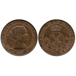 Isabel II. 1868. 5 Céntimos de Escudo (EBC) Ceca de Barcelona OM