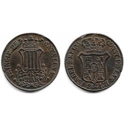 Isabel II. 1841. 6 Cuartos (MBC+) Ceca de Cataluña, Exceso de Metal