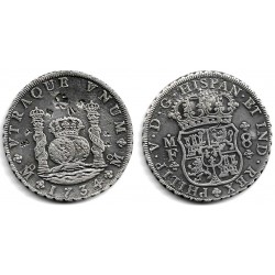 Felipe V. 1734. 8 Reales (EBC/EBC-) (Plata) Ceca de Méjico MF, Resellos Orientales