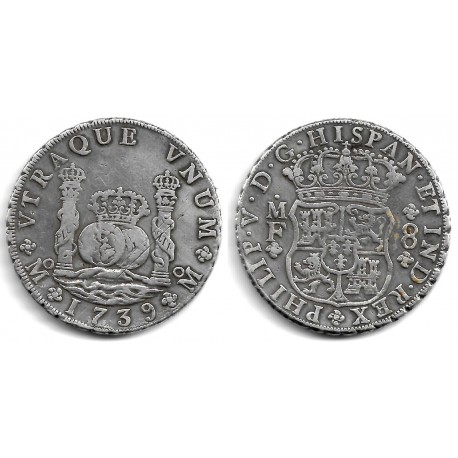 Felipe V. 1739. 8 Reales (MBC) (Plata) Ceca de Méjico MF