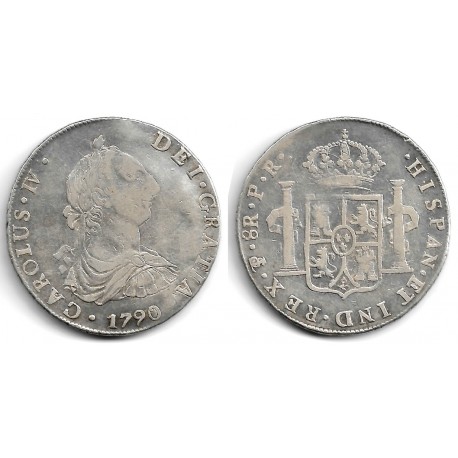 Carlos IV. 1790. 8 Reales (MBC-/BC+) (Plata) Ceca de Potosí PR