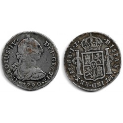 Carlos IV. 1790. 8 Reales (MBC) (Plata) Ceca de Lima IJ, Resellos Orientales