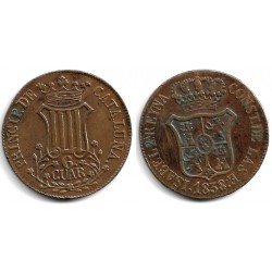 Isabel II. 1838. 6 Cuartos (MBC) Ceca de Cataluña