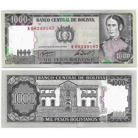 (167a) Bolivia. 1982. 1000 Pesos (SC)
