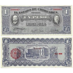(S530e) República Mexicana (Estado de Chihuahua). 1914. 1 Peso (EBC+/SC-)