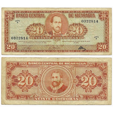 (118a) Nicaragua. 1968. 20 Cordobas (MBC)