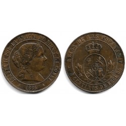 Isabel II. 1866. 5 Céntimos de Escudo (EBC) Ceca de Segovia OM