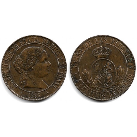 Isabel II. 1866. 5 Céntimos de Escudo (EBC) Ceca de Segovia OM