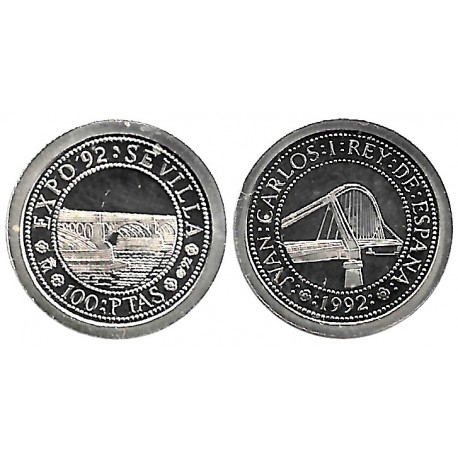 España. 1992. 100 Pesetas (EBC+) (Plata) 1,68 gr. de .925 Milésimas