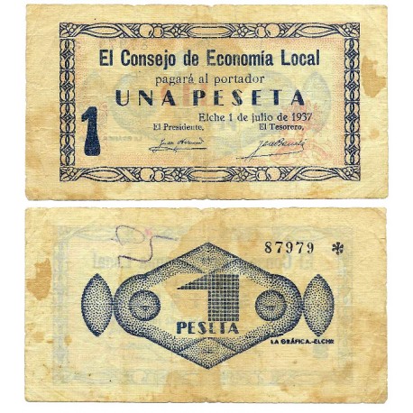 Elche. 1937. 1 Peseta (MBC)