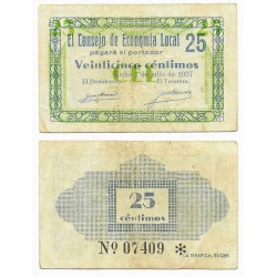 Elche. 1937. 25 Céntimos (MBC+)