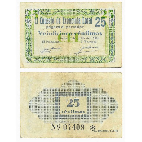 Elche. 1937. 25 Céntimos (MBC+)