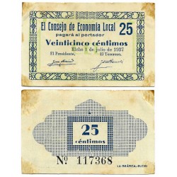 Elche. 1937. 25 Céntimos (MBC) Manchas