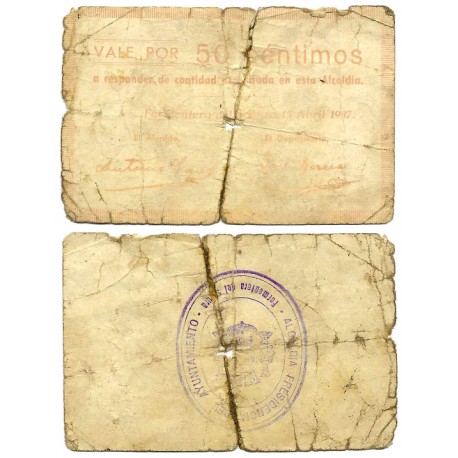 Formentera del Segura. 1937. 50 Céntimos (RC) Roturas