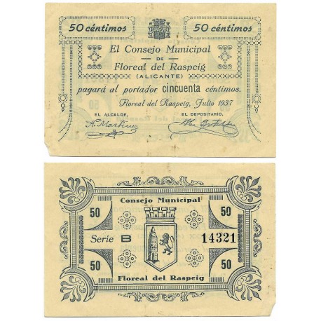 Floreal del Raspeig. 1937. 50 Céntimos (EBC)