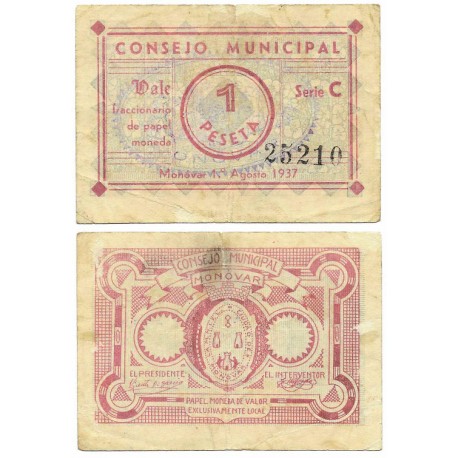 Monóvar. 1937. 1 Peseta (MBC)