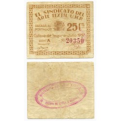 Callosa de Segura (Sindicato del Arte Textil). 1937. 25 Céntimos (MBC)