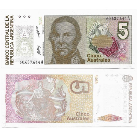 (324b) Argentina. 1985-89. 5 Pesos (EBC)