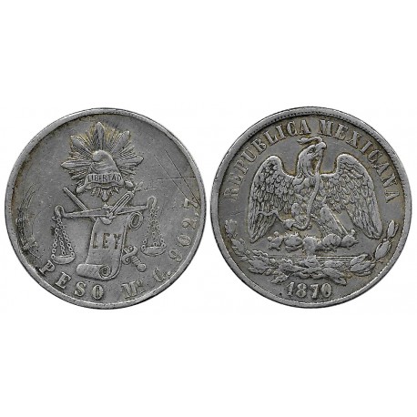 (408.5) República Mexicana. 1870. 1 Peso (MBC) (Plata)