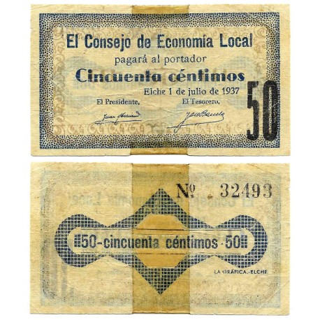 Elche. 1937. 50 Céntimos (MBC-)