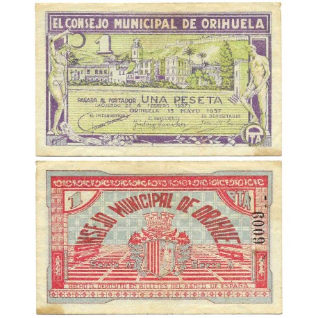 Orihuela. 1937. 1 Peseta (EBC)