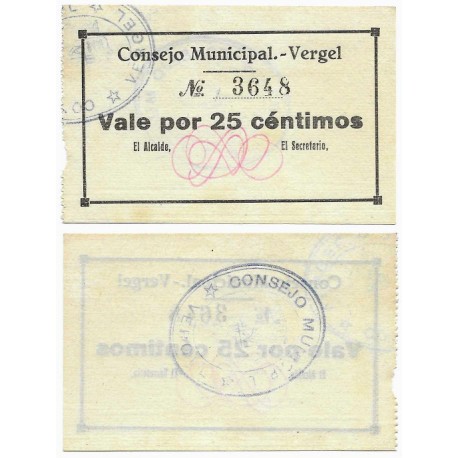 Vergel. Sin Fecha. 25 Céntimos (SC)