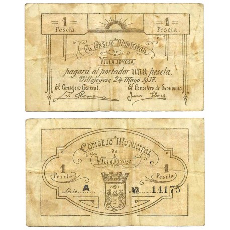 Villajoyosa. 1937. 1 Peseta (MBC-)