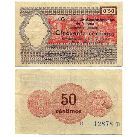 Villena. 1937. 50 Céntimos (MBC+)