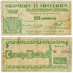Puebla Larga. 1937. 50 Céntimos (MBC-)