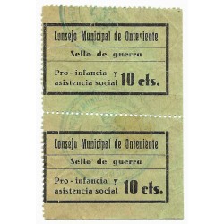 Onteniente. Sello de Guerra. Pro Infancia y Asistencia Social. 10 Céntimos (Nuevo)