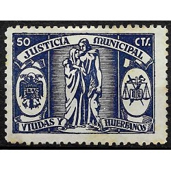 Viñeta. Justicia Municipal. Viudas y Huérfanos. 50 Céntimos (Usado)