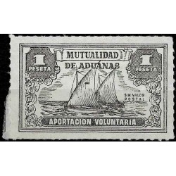 Mutualidad de Aduanas. 1 Peseta (Nuevo, con pequeña rotura en goma)