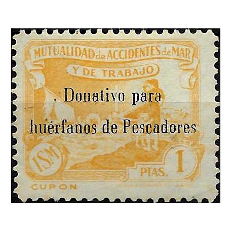 Mutualidad de Accidentes de Mar y de Trabajo. Donativo. 1 Peseta (Nuevo, con señal de fijasellos)