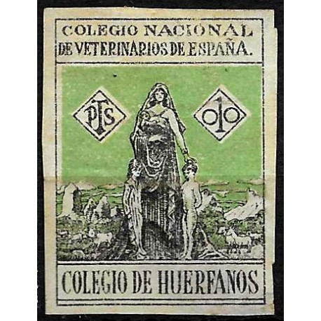 Viñeta. Colegio Nacional de Veterinarios de España. Colegio de Huérfanos. 1 Peseta (Usado)