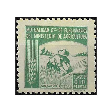 Viñeta. Mutualidad Gral. de Funcionarios del Ministerio de Agricultura. 0,10 Pesetas (Nuevo, con señal de fijasellos)