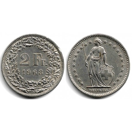 (21a.1) Suiza. 1968. 2 Francs (MBC)