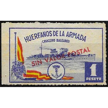 Viñeta. Huérfanos de la Armada. Crucero Baleares. 1 Peseta (Nuevo, con señal de fijasellos y sin goma)