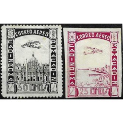 Viñetas. Correo Aéreo. Cádiz Roma. 50 y 25 Céntimos (Nuevos, sin goma y con señal de fijasellos)