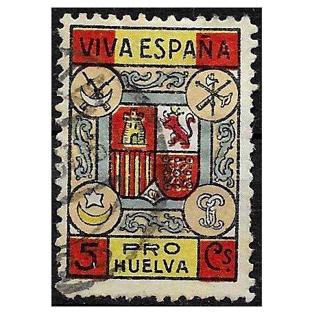 Viñeta. Pro Huelva. Viva España. 5 Céntimos (Usado)