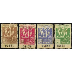 Viñetas. Consejo Municipal Alicante. Sello de Guerra. Serie de 4 Valores (Usados)