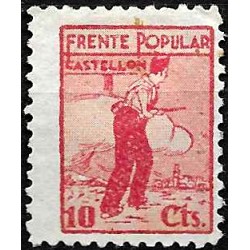 Viñeta. Frente Popular. Castellón. 10 Céntimos (Nuevo, con señal de fijasellos y sin goma)