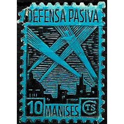 Viñeta. Defensa Pasiva. Manises. 10 Céntimos (Nuevo, con señal de fijasellos y esquina rota)