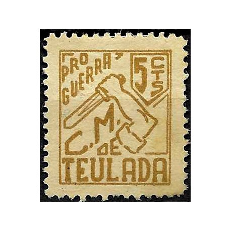 Viñeta. C.M. de Teulada. Pro Guerra. 5 Céntimos (Nuevo, con señal de fijasellos y sin goma)