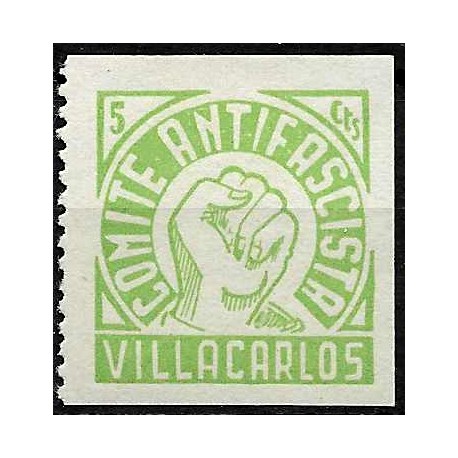 Viñeta. Comité Antifascista. Villacarlos. 5 Céntimos (Nuevo, con señal de fijasellos)