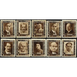 Viñetas. Congreso Nacional de la Solidaridad. 1938. Serie de 10 (Nuevo, con señal de fijasellos)