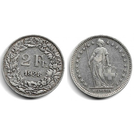 (21) Suiza. 1928. 2 Francs (BC+) (Plata)